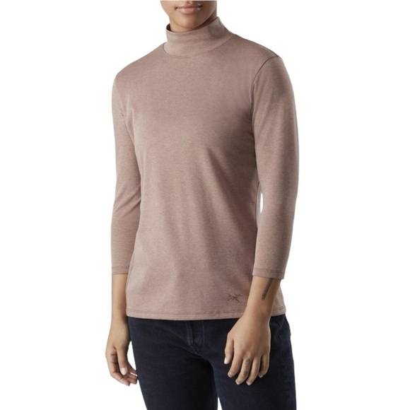 Arc'teryx Lumin Mock Neck Top Jute Heather Light Brown Size Large NWOT - Picture 1 of 11